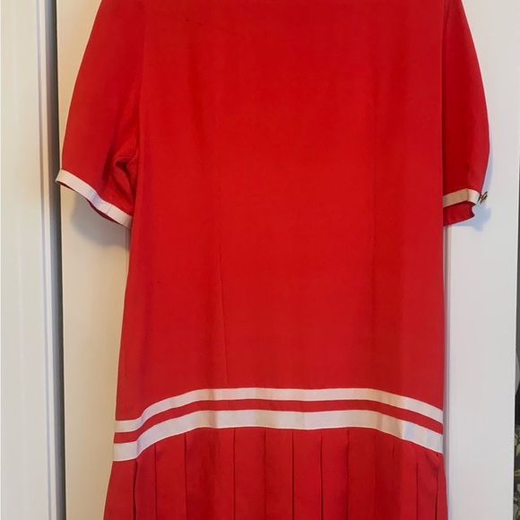 Neiman Marcus designer Adolfo New York vintage red pleated drop waist buttons - Picture 9 of 14